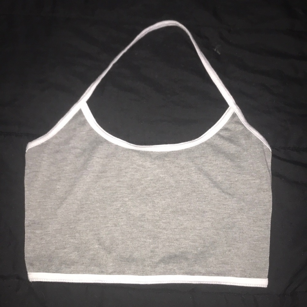 Gray and white croptop